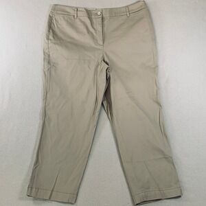 Talbots Women's Curvy Perfect Crop Pants Casual Career Cotton Blend‎ Tan Size 16